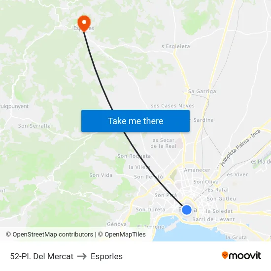 52-Pl. Del Mercat to Esporles map
