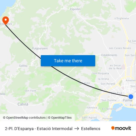 2-Pl. D'Espanya - Estació Intermodal to Estellencs map