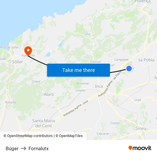 Búger to Fornalutx map