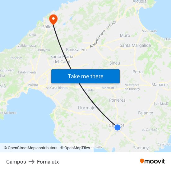 Campos to Fornalutx map