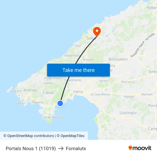 Portals Nous 1 (11019) to Fornalutx map