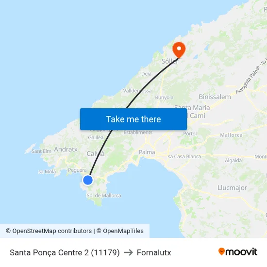 Santa Ponça Centre 2 (11179) to Fornalutx map