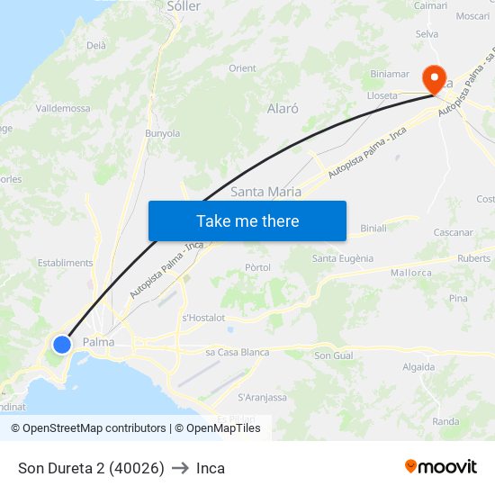 Son Dureta 2 (40026) to Inca map