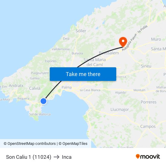 Son Caliu 1 (11024) to Inca map