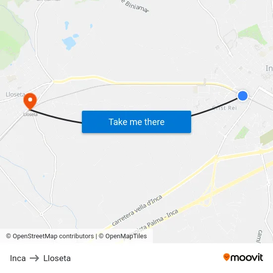 Inca to Lloseta map