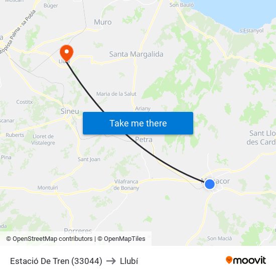 Estació De Tren (33044) to Llubí map