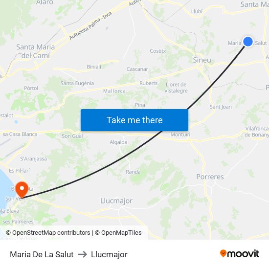 Maria De La Salut to Llucmajor map