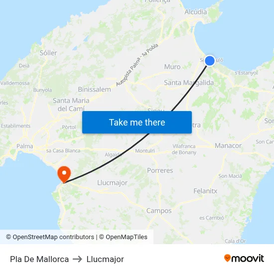 Pla De Mallorca to Llucmajor map