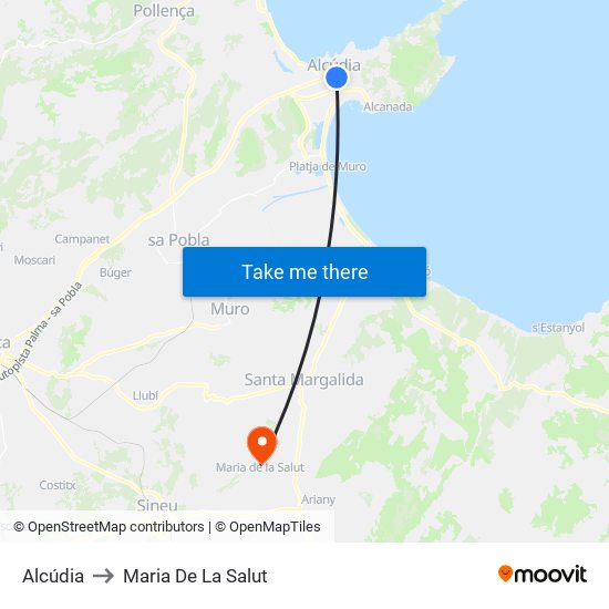 Alcúdia to Maria De La Salut map