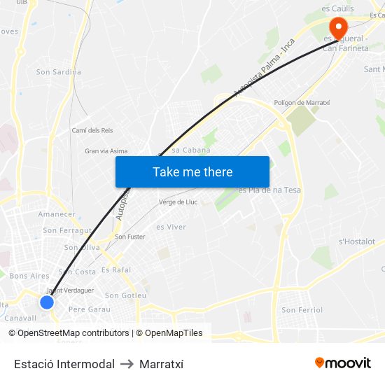 Estació Intermodal to Marratxí map