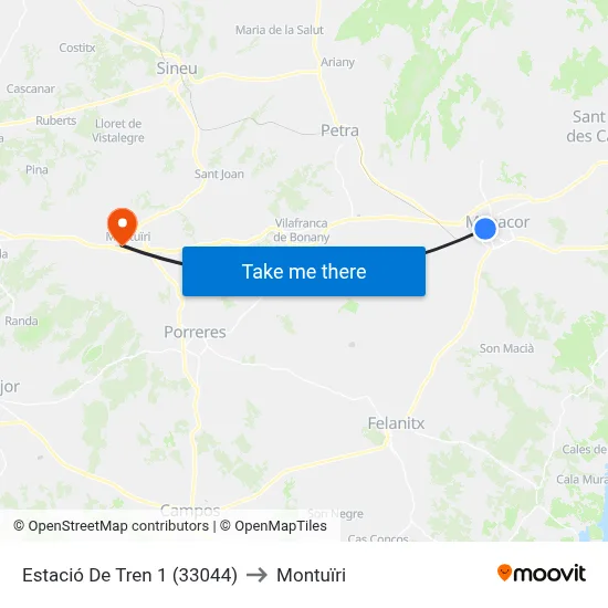 Estació De Tren 1 (33044) to Montuïri map