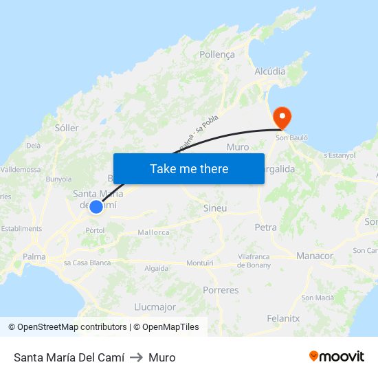 Santa María Del Camí to Muro map