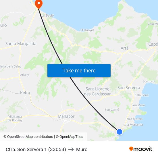 Ctra. Son Servera 1 (33053) to Muro map