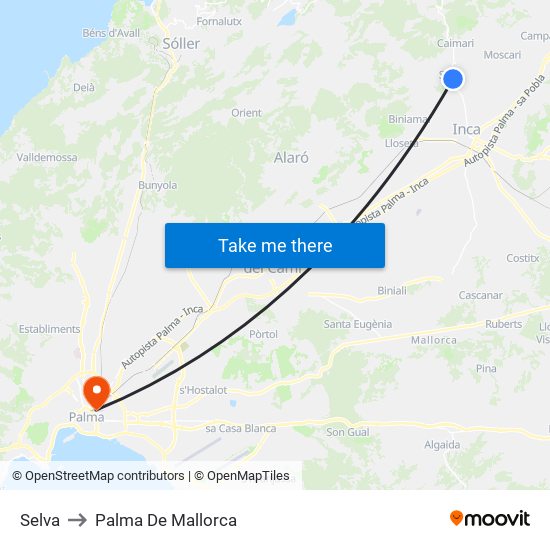 Selva to Palma De Mallorca map