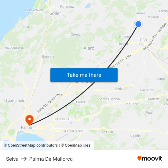 Selva to Palma De Mallorca map
