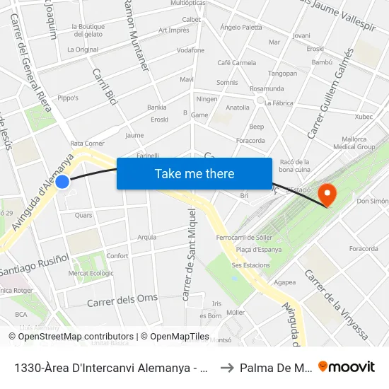 1330-Àrea D'Intercanvi Alemanya - Comte De Sallent to Palma De Mallorca map