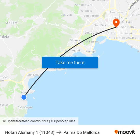 Notari Alemany 1 (11043) to Palma De Mallorca map