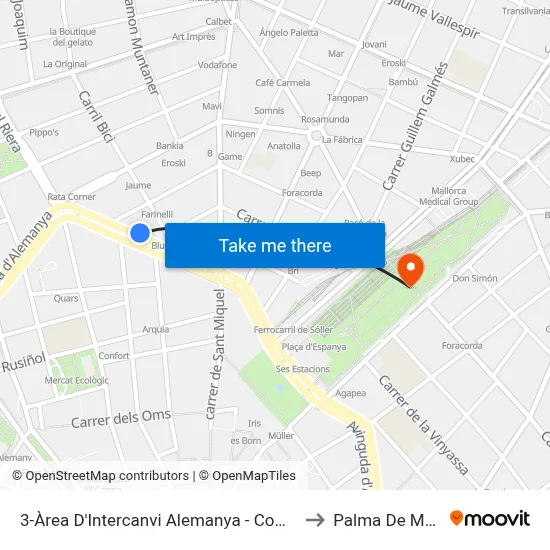 3-Àrea D'Intercanvi Alemanya - Comte De Sallent to Palma De Mallorca map