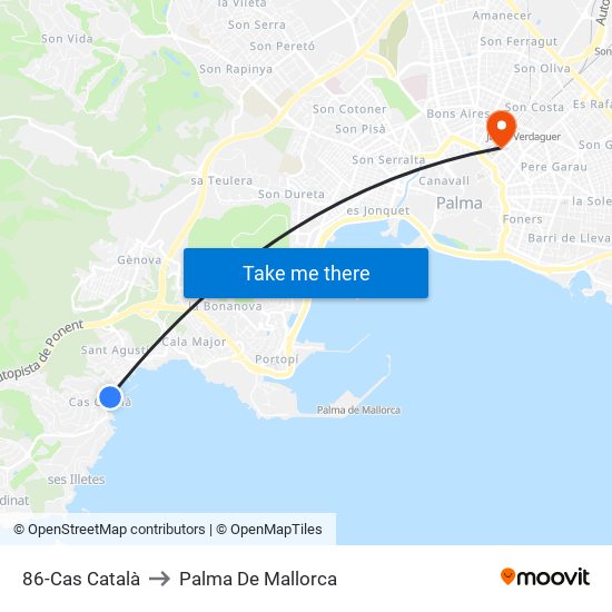 86-Cas Català to Palma De Mallorca map
