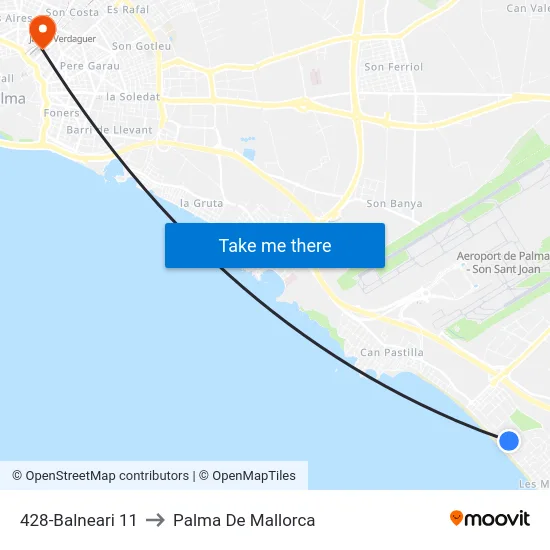 428-Balneari 11 to Palma De Mallorca map