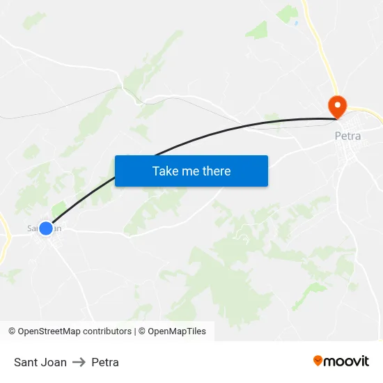 Sant Joan to Petra map
