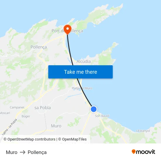 Muro to Pollença map