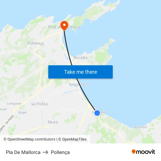 Pla De Mallorca to Pollença map