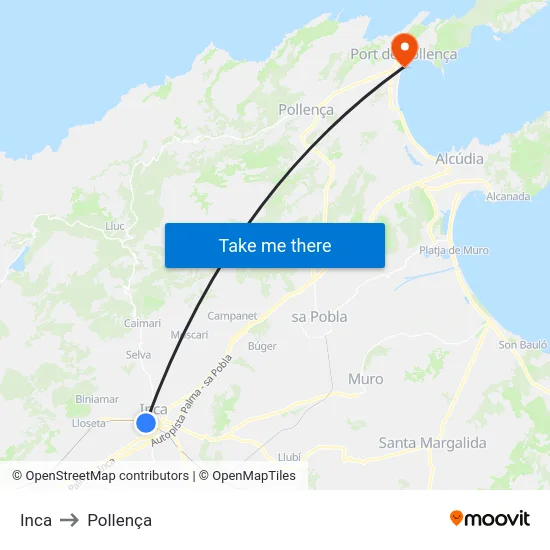 Inca to Pollença map