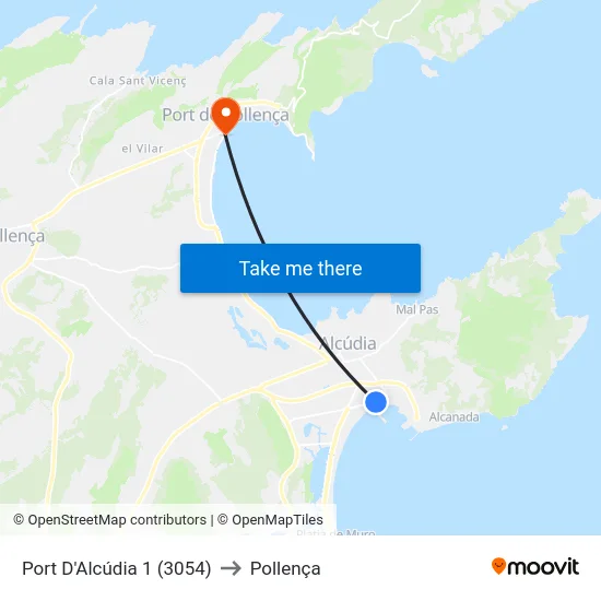 Port D'Alcúdia 1 (3054) to Pollença map