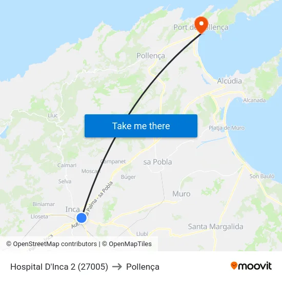 Hospital D'Inca 2 (27005) to Pollença map