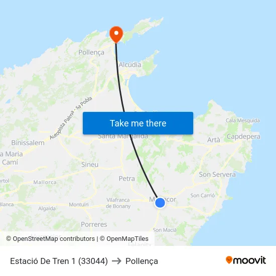 Estació De Tren 1 (33044) to Pollença map