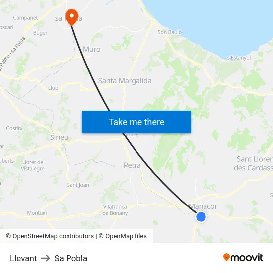 Llevant to Sa Pobla map