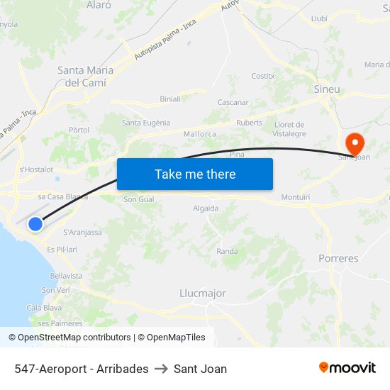 547-Aeroport - Arribades to Sant Joan map