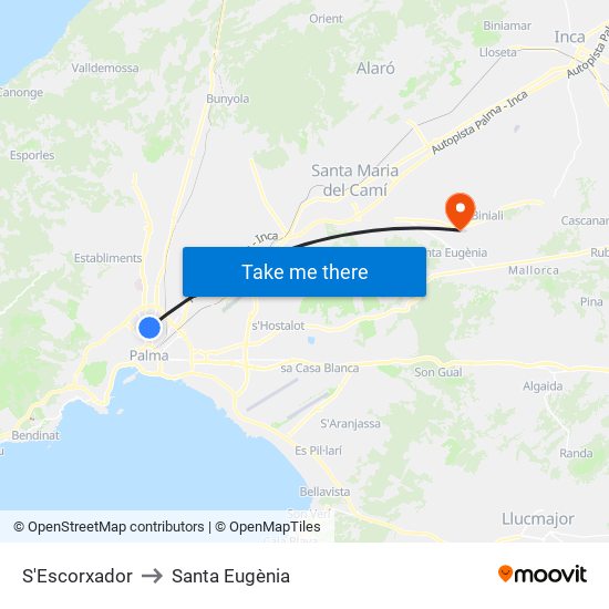 S'Escorxador to Santa Eugènia map