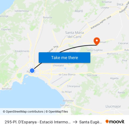 295-Pl. D'Espanya - Estació Intermodal to Santa Eugènia map