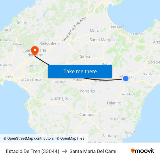 Estació De Tren (33044) to Santa María Del Camí map