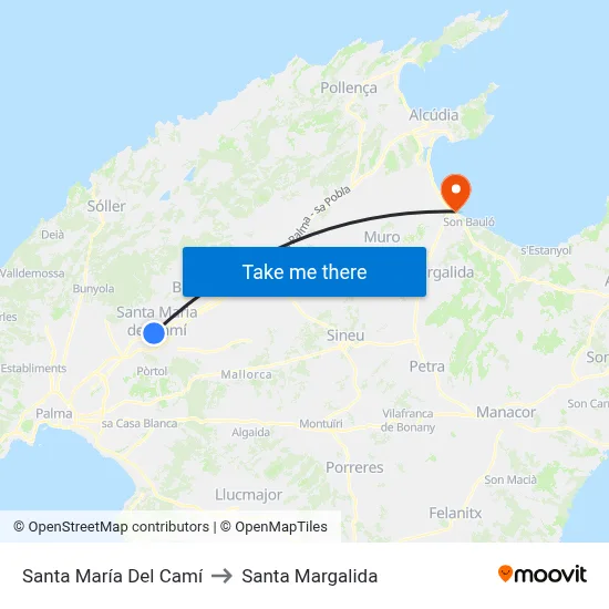 Santa María Del Camí to Santa Margalida map