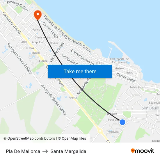 Pla De Mallorca to Santa Margalida map