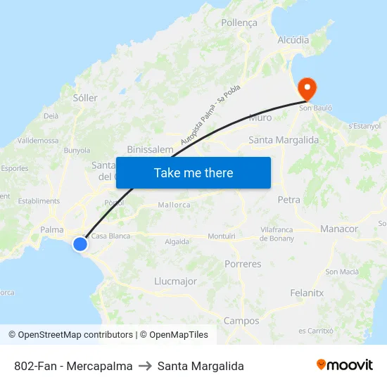 802-Fan - Mercapalma to Santa Margalida map