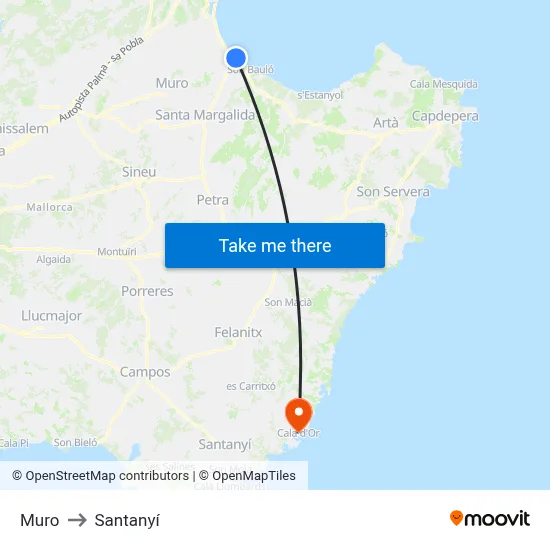Muro to Santanyí map