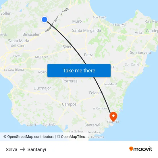 Selva to Santanyí map