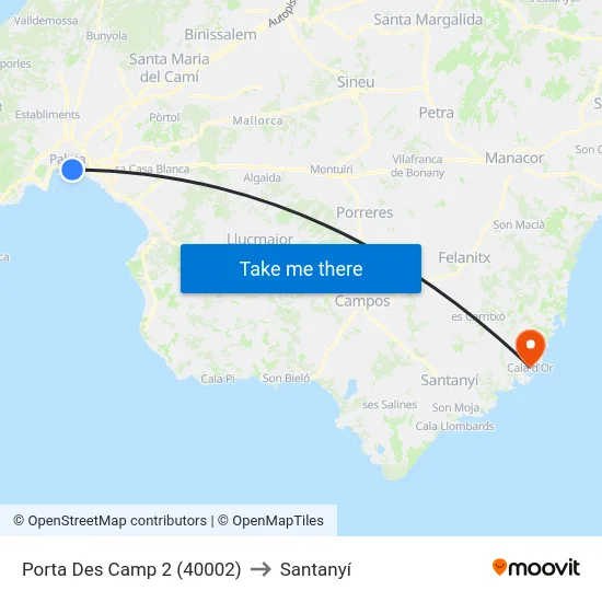 Porta Des Camp 2 (40002) to Santanyí map