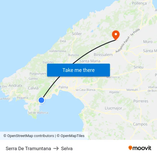 Serra De Tramuntana to Selva map
