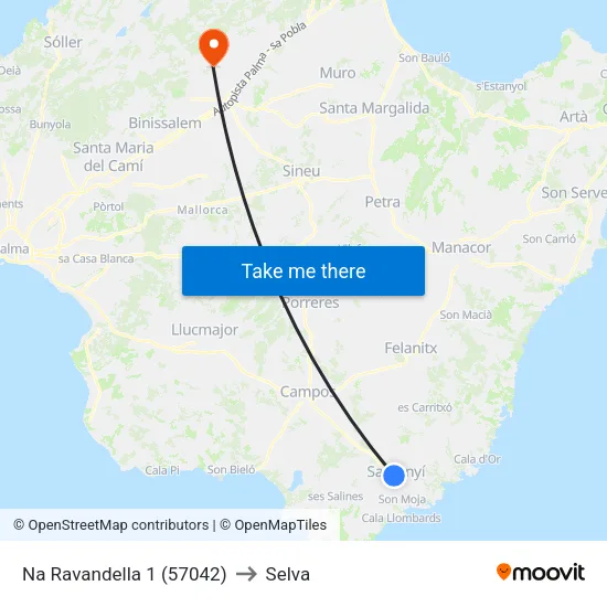 Na Ravandella 1 (57042) to Selva map
