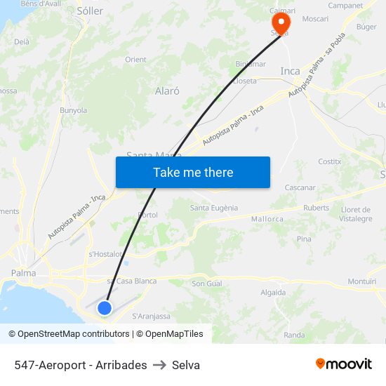 547-Aeroport - Arribades to Selva map