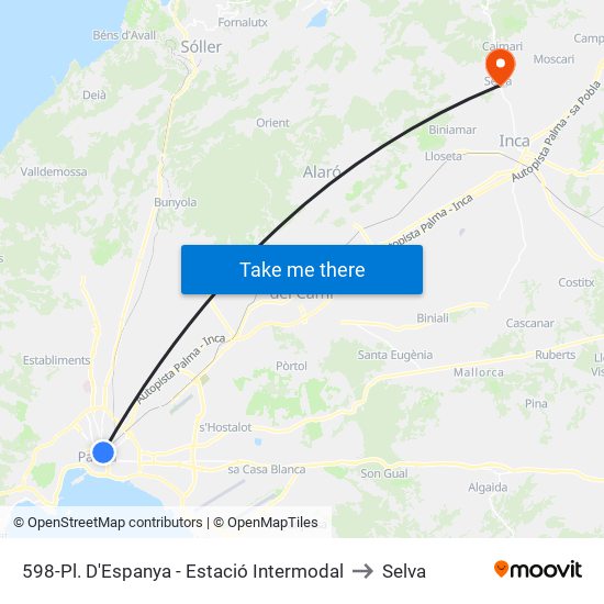 598-Pl. D'Espanya - Estació Intermodal to Selva map