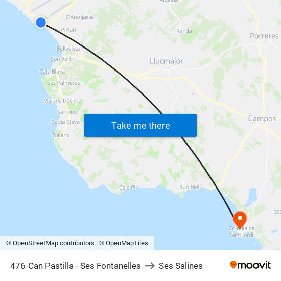 476-Can Pastilla - Ses Fontanelles to Ses Salines map