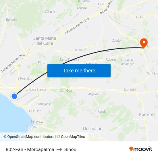 802-Fan - Mercapalma to Sineu map