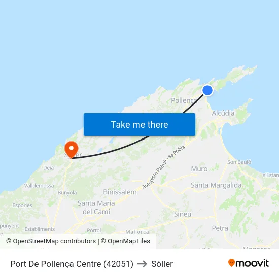 Port De Pollença Centre (42051) to Sóller map