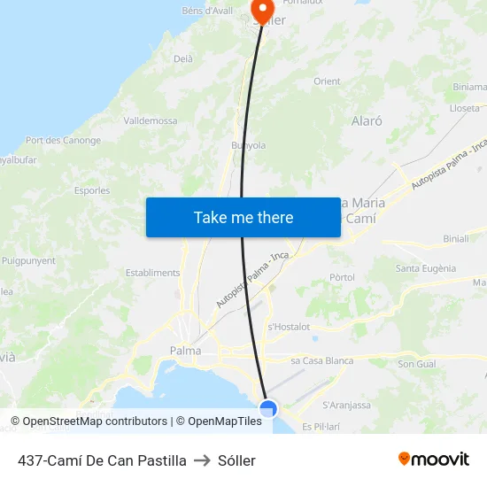 437-Camí De Can Pastilla to Sóller map